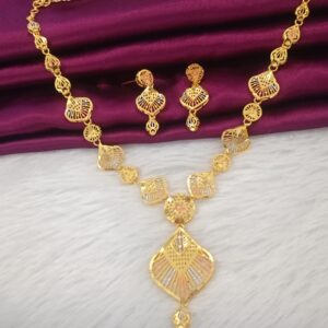 Premium Ethnic Gold Plated Necklace Set With Earrings