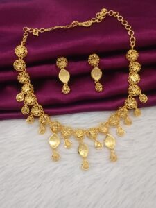 Luxury Gold Plated Floral Necklace Set With Earrings