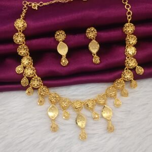 Luxury Gold Plated Floral Necklace Set With Earrings