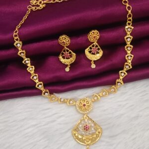 Elegant Stone Work Gold Plated Necklace Set