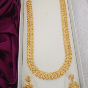 Classic Bridal Gold Plated Long Haram Set With Earrings