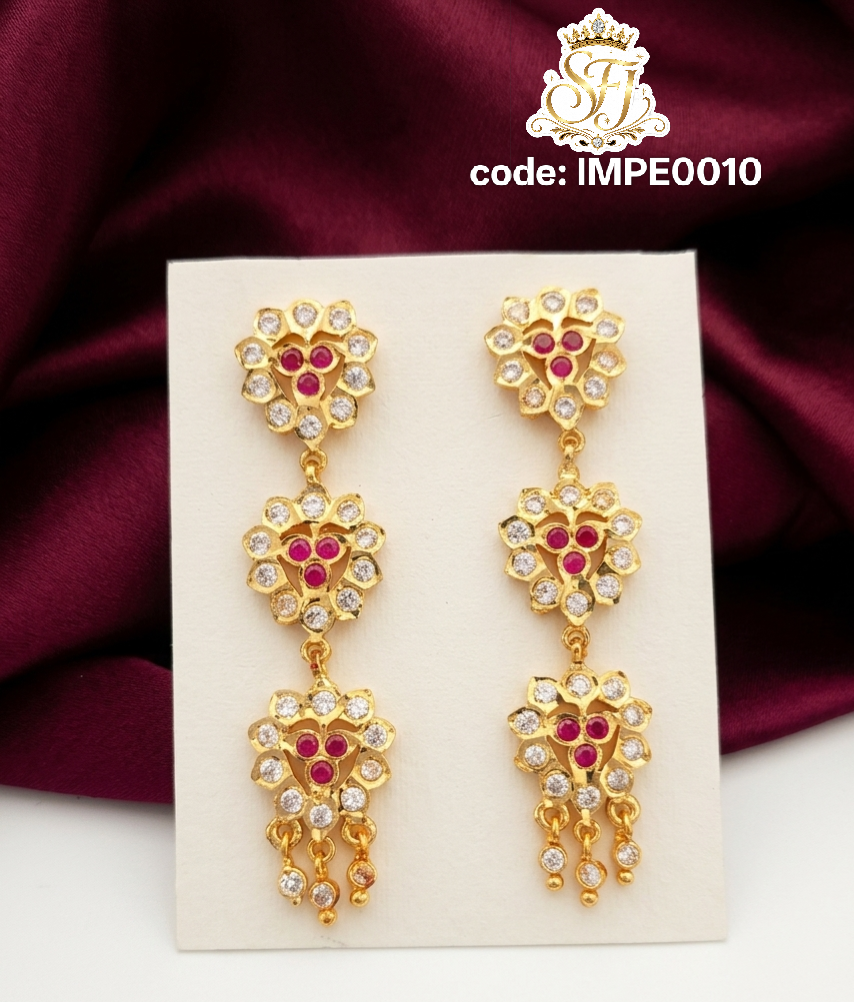 Ruby Stone Hanging Impon Earrings