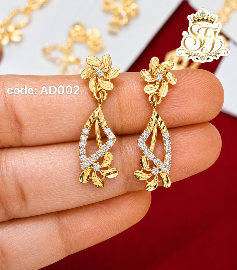 Floral crystal drop earrings