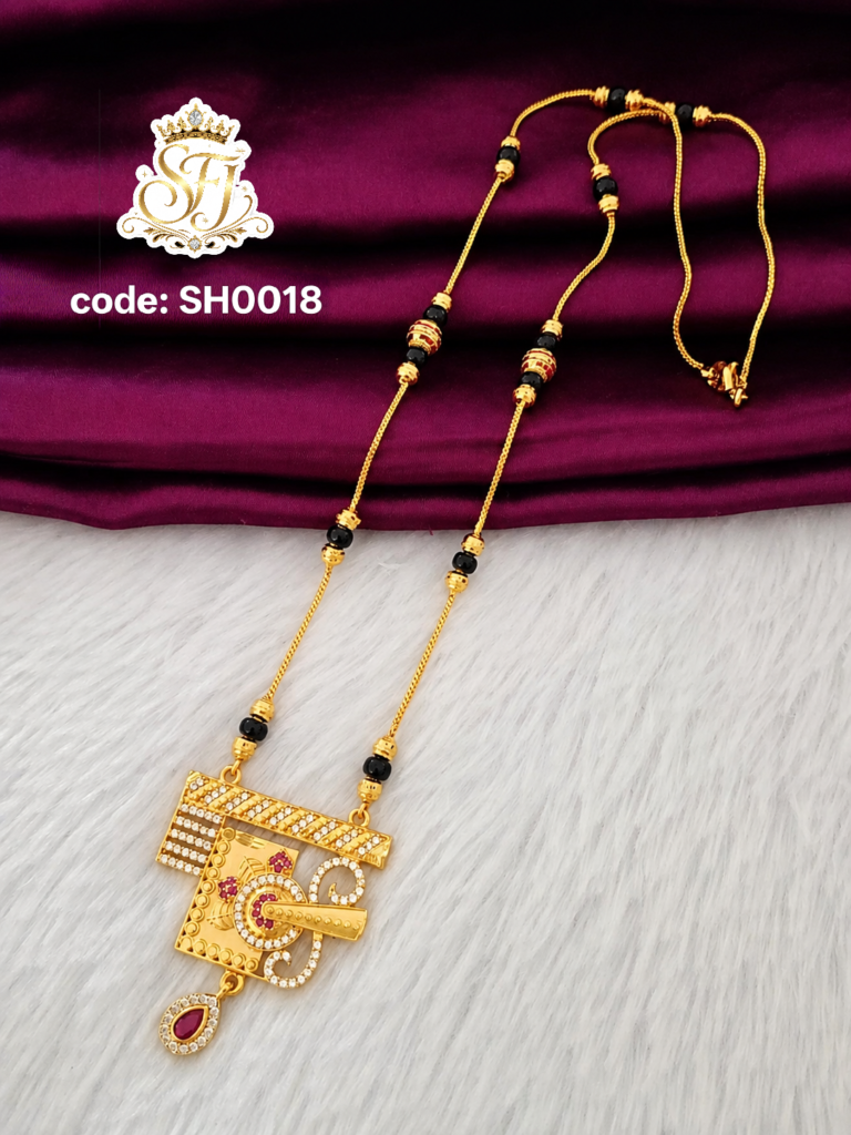 Gold beads short mangalsutra chain