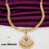 Traditional gold covering AD stone pendant necklace with CZ stones and ruby accents for women