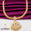 Traditional gold covering AD stone pendant necklace with CZ stones and ruby accents for women