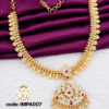 Traditional gold covering AD stone pendant necklace with CZ stones and ruby accents for women
