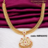 Traditional gold covering AD stone pendant necklace with ruby stone accents for women