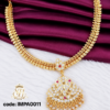 Traditional gold covering AD stone pendant necklace with ruby stone accents for women