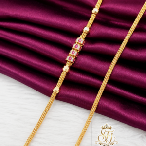 Stone Work Gold Finish Mugappu Chain