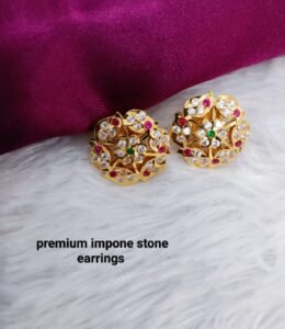 white stone impone earring