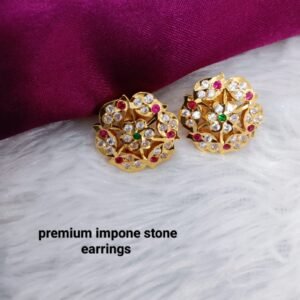 white stone impone earring