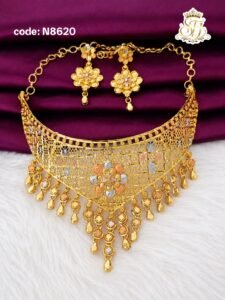 Multi tone floral chocker set