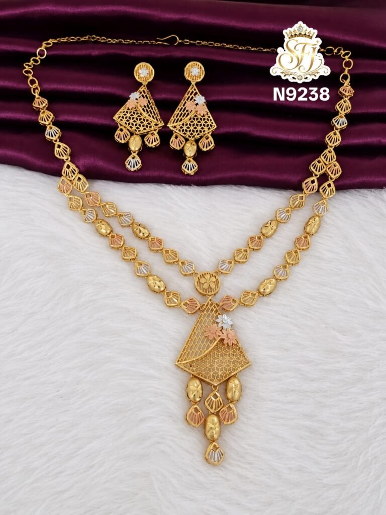 Elegant Dual Tone Pendant Necklace Set