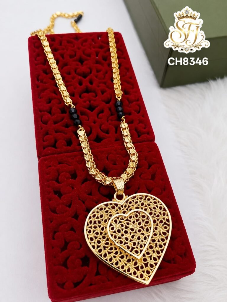 Black Beads Heart Design Pendant