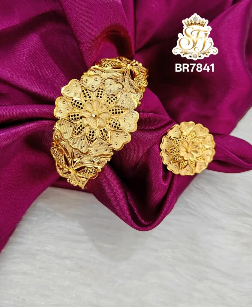 Royal Floral Gold Covering Bracelet & Ring Combo