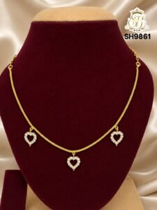 Royal Triple Heart Stone Necklace