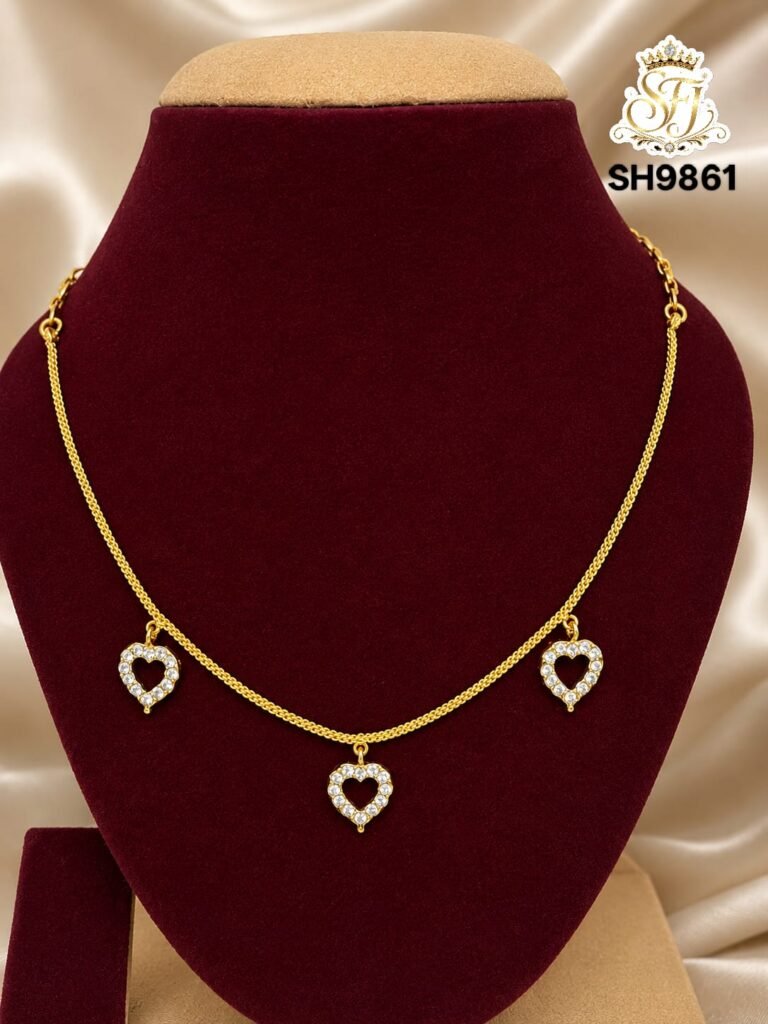 Royal Triple Heart Stone Necklace