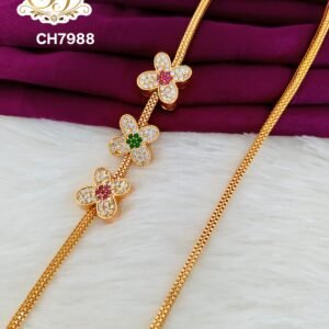 Floral multi stone Mugappu chain