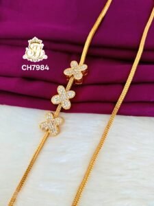 white stone floral Mugappu Chain
