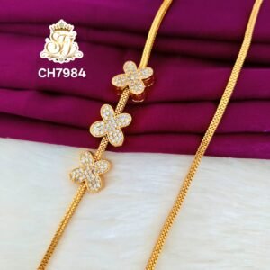 white stone floral Mugappu Chain