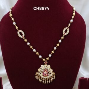 Pearl & Stone Pendant Necklace Set