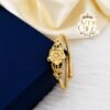 Gold covering antique floral adjustable finger ring for women with elegant flower design and premium gold finish imitation jewellery by SFJ Gold Covering.
