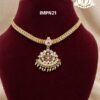 Traditional gold covering floral pendant necklace with AD stones for women