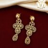 Traditional gold covering floral circle drop earrings for women.