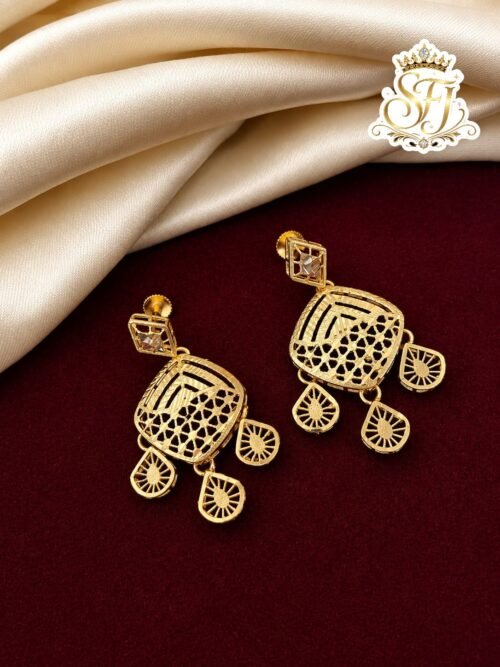 Geometric Gold Covering Dangler Earrings