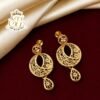 Round cutwork gold covering dangler earrings.