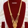 Premium Impone Long Haram with Floral Pendant Antique Gold Finish Traditional Bridal Necklace