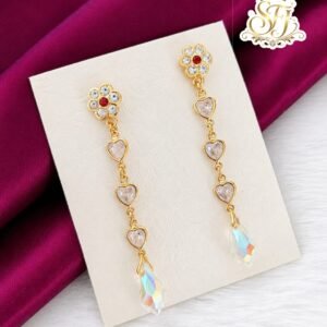 RUBY STONE FLORAL EARRING