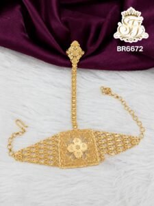Floral gold finish bridal vanki with filigree work and adjustable chain for traditional wear