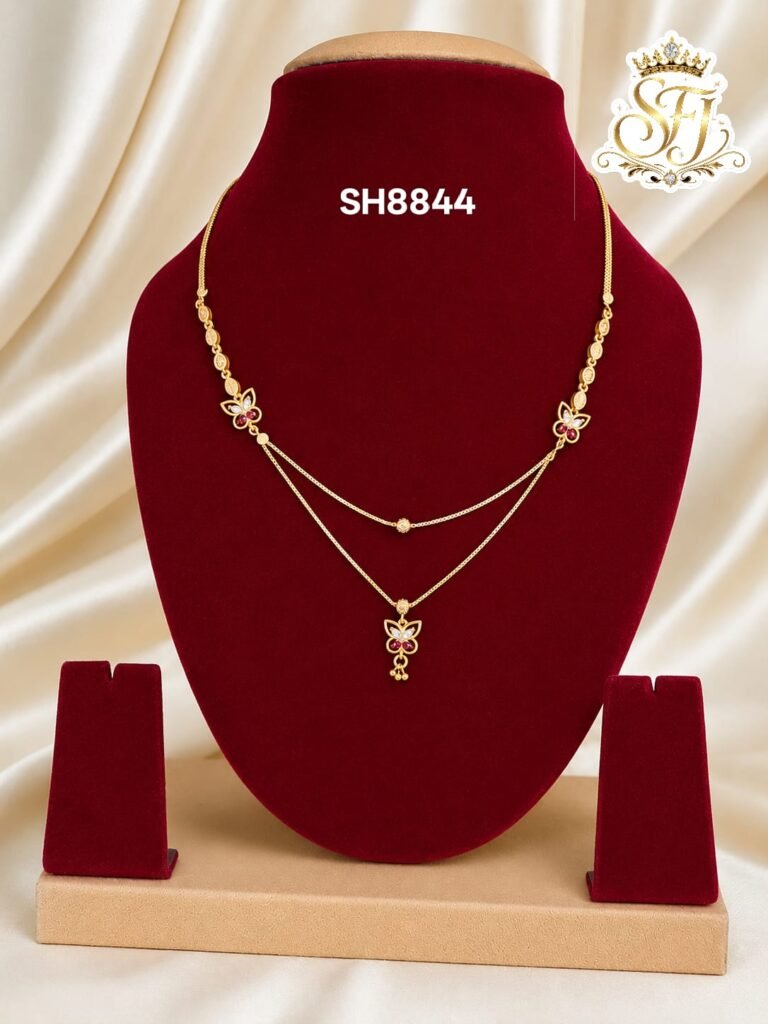 Butterfly Ruby Double Layer Short Chain