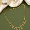 Gold covering floral stone drop necklace for women with sparkling white floral charms, lightweight daily wear imitation jewellery by SFJ Gold Covering.