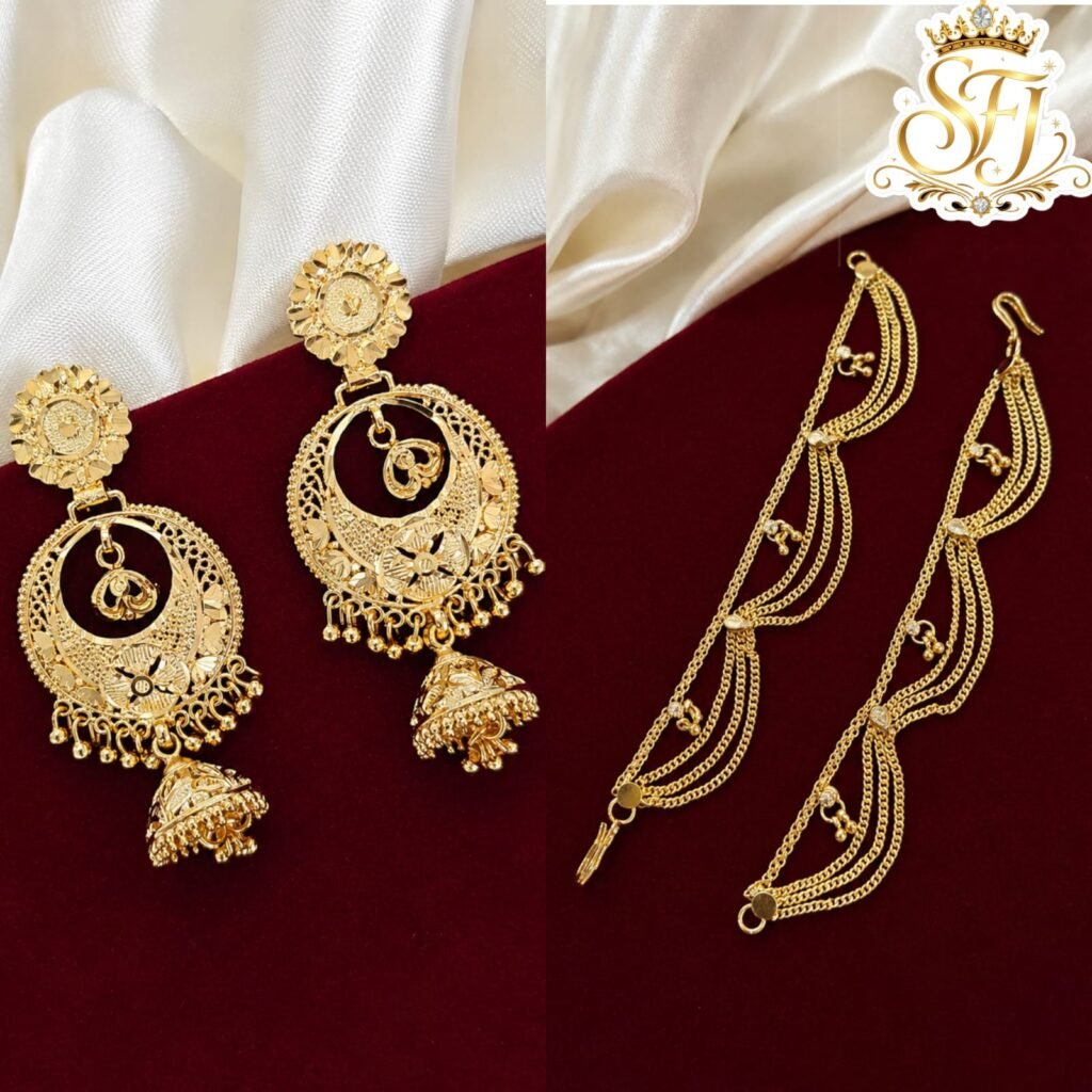 Traditional Gold Covering Floral Jhumka Earrings WITH MATTAL for Women