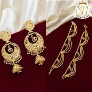 Traditional Gold Covering Floral Jhumka Earrings WITH MATTAL for Women