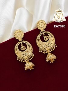 Traditional gold covering designer jhumka earrings for women