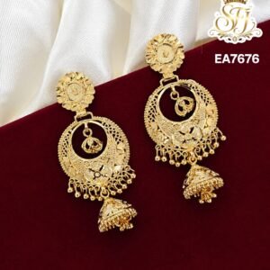Traditional gold covering designer jhumka earrings for women
