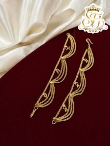 Traditional gold covering multi-layer ear chain mattal for women