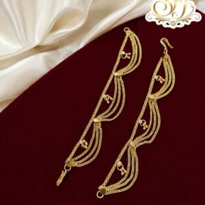 Traditional gold covering multi-layer ear chain mattal for women