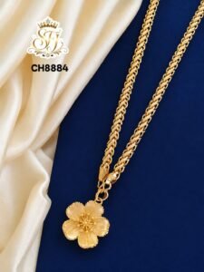 Elegant Flower Gold Covering Pendant Chain for Women