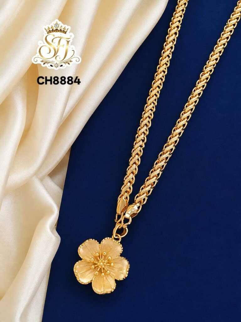 Elegant Flower Gold Covering Pendant Chain for Women