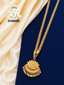 Temple Style Gold Covering Mugappu Pendant Chain