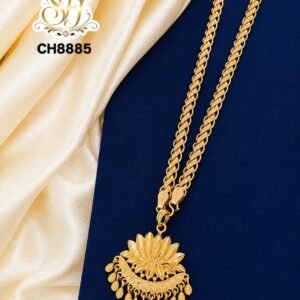 Temple Style Gold Covering Mugappu Pendant Chain