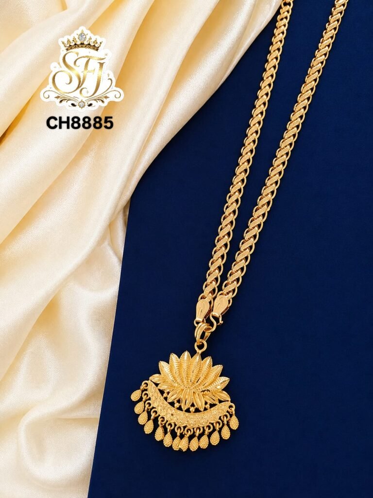 Temple Style Gold Covering Mugappu Pendant Chain