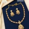Gold Covering Ruby White AD Dollar Necklace Set