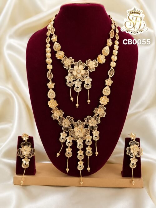 Traditional Floral Gold Covering Bridal Haram Set