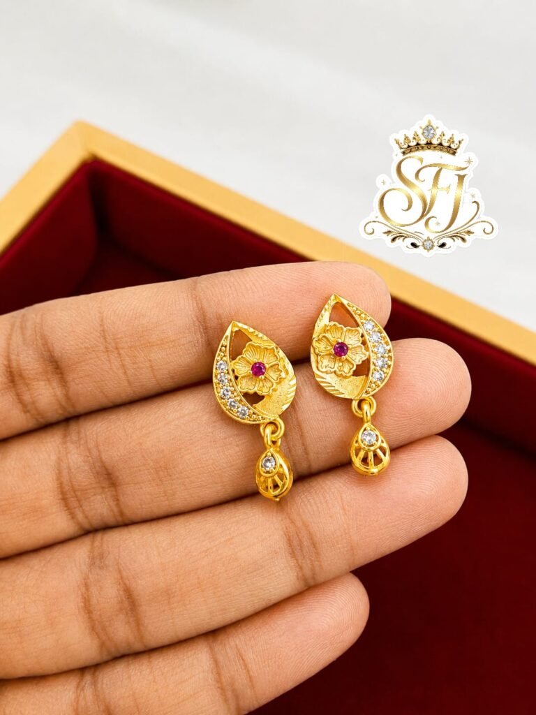 Ruby Stone Gold Covering Earrings